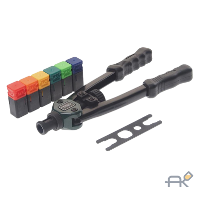 Заклепочник двуручный резьбовой усиленный (L - 320мм. резьбовые адаптеры - М3. М4. М5. М6. М8. М10) (RF-67804)